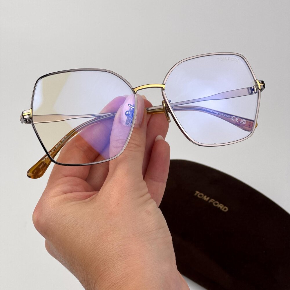 Tom Ford FT5876-B Eyeglasses – Ruthenium Frame Blue Light Blocking | Model 014